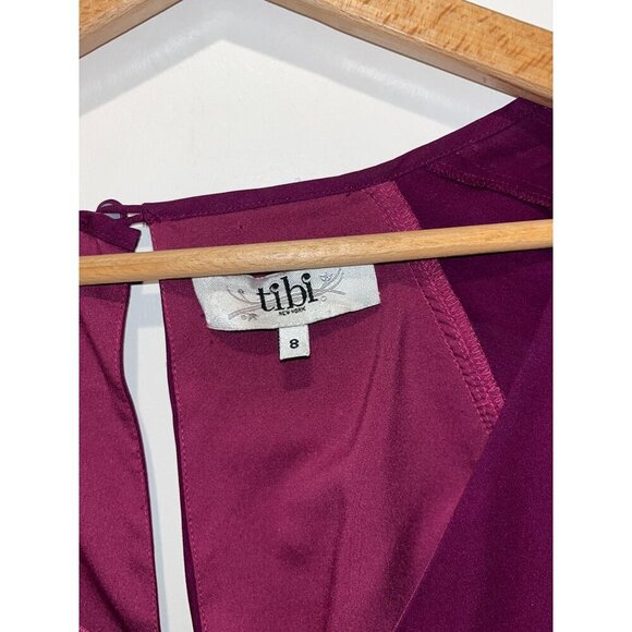 Tibi  SIK Purple Ruffle Sleeve V-Neck Mini  Dress Size 8 Womens Cocktail Party - Picture 3 of 8